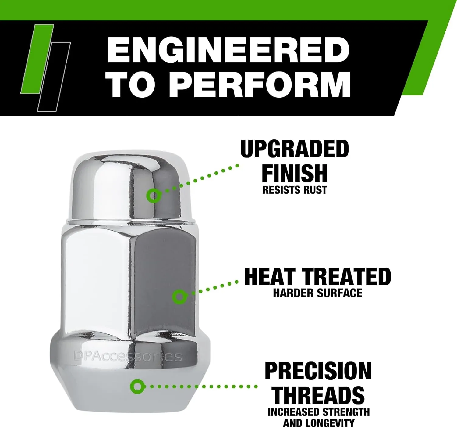 DPAccessories Chrome 7/16-20 Lug Nuts | Closed End Bulge Acorn | 36mm (1.4") Tall | 19mm (3/4") Hex | Set of 24 | D3111-HT-2305/24