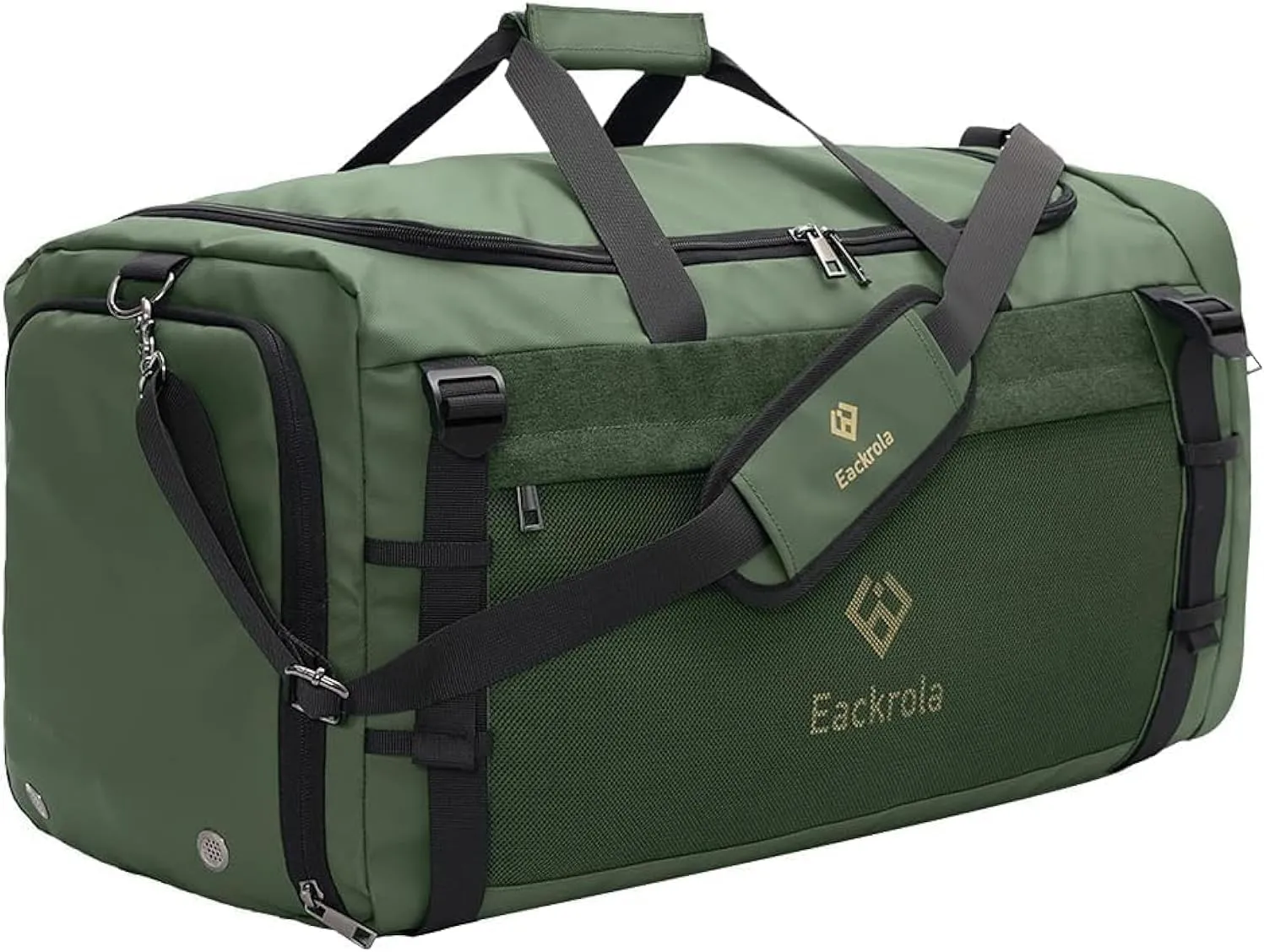 Eackrola Extra Large Sports Gym Bag, Travel Duffel bag with Wet Pocket & Shoes Compartment for men women, 85L, Lightweight Green