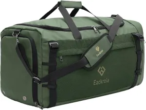 Eackrola Extra Large Sports Gym Bag, Travel Duffel bag with Wet Pocket & Shoes Compartment for men women, 85L, Lightweight Green