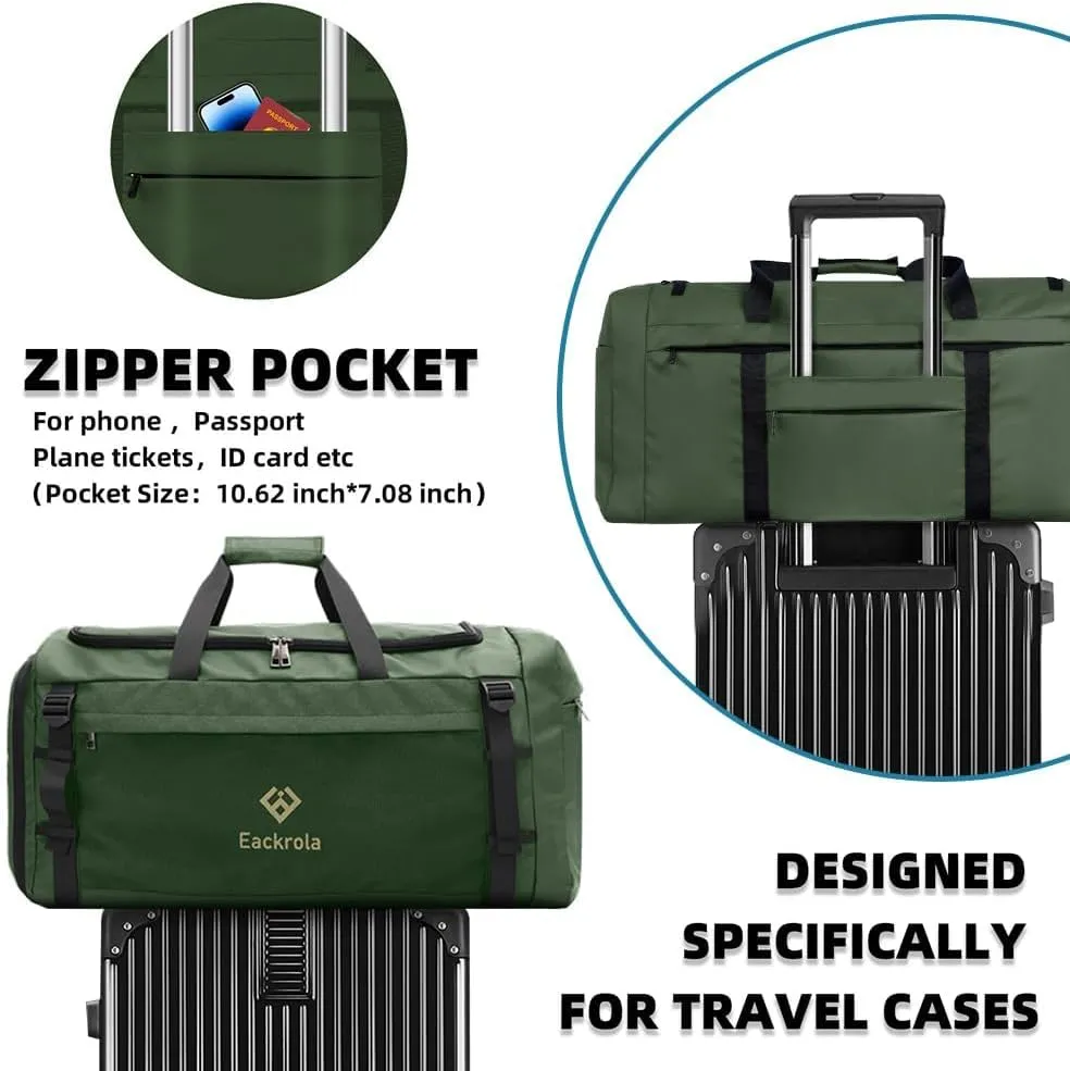 Eackrola Extra Large Sports Gym Bag, Travel Duffel bag with Wet Pocket & Shoes Compartment for men women, 85L, Lightweight Green