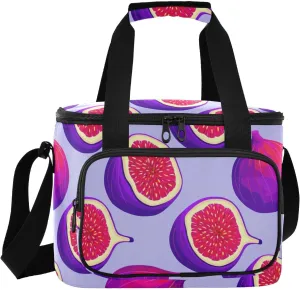 Fig Fruits Purple Insulated Cooler Bag for Women Men Leakproof 24 Can Camping Cooling Bag for Grocery Office