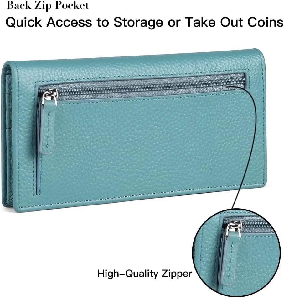GOIACII Wallets for Women RFID Blocking Ultra Slim Real Leather Credit Card Holder Clutch