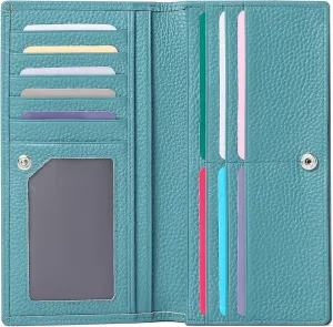GOIACII Wallets for Women RFID Blocking Ultra Slim Real Leather Credit Card Holder Clutch
