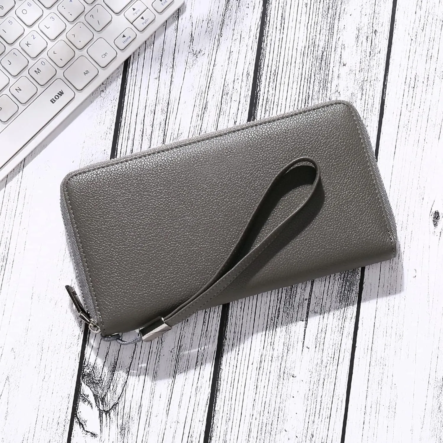 GOIACII Womens Wallet RFID Blocking Leather Zip Around Wallet Large Capacity Long Purse Credit Card Clutch Wristlet