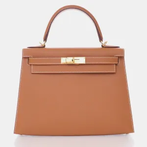 Gold Epsom Kelly 28 Handbag