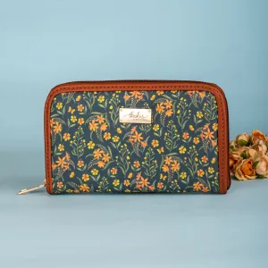 Grey Summer Blossoms Zipper Wallet