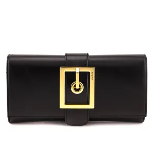 Gucci Black Leather Lady Buckle Clutch