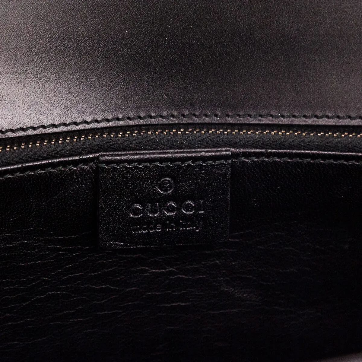 Gucci Black Leather Lady Buckle Clutch