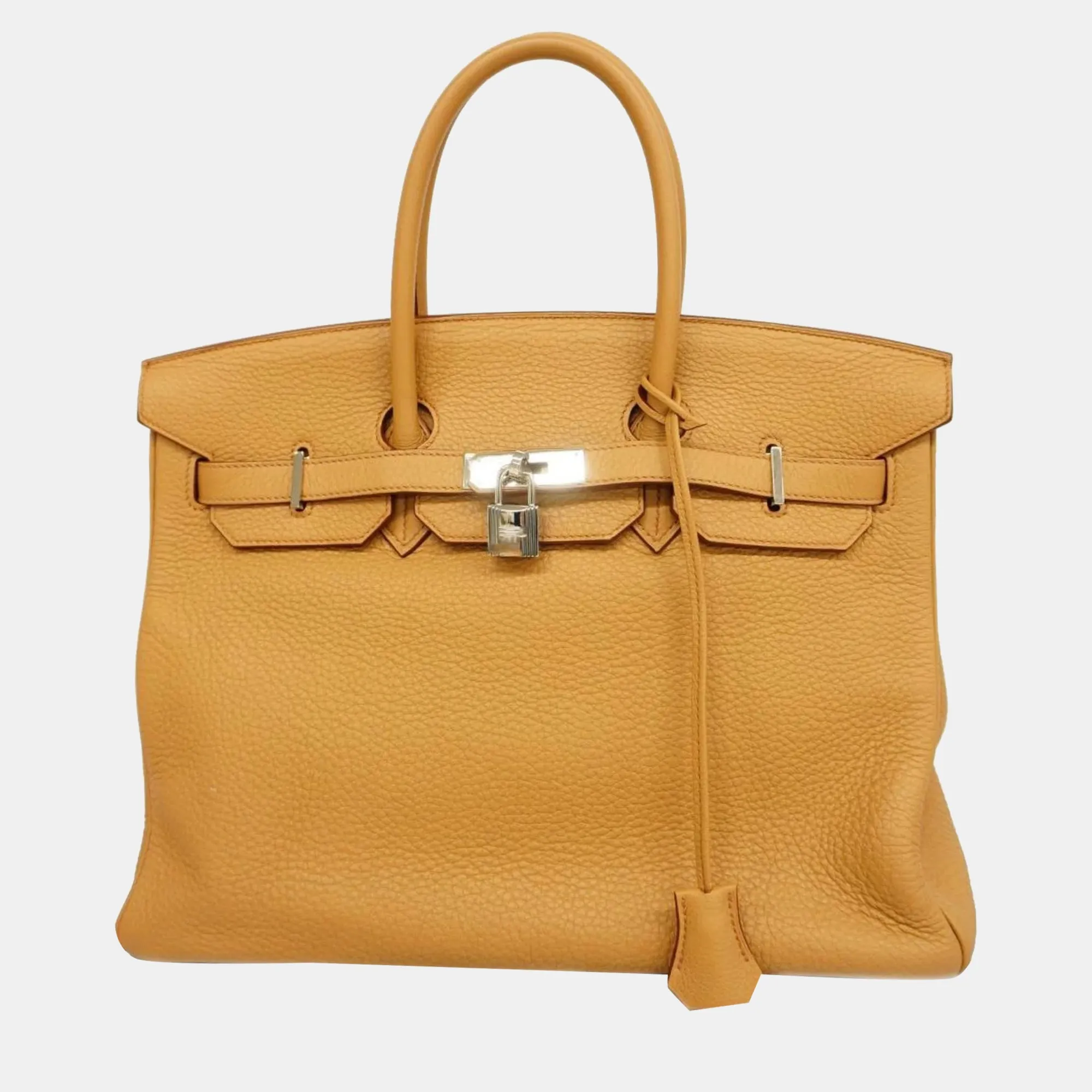 Handbag Birkin 35 Taurillon Clemence Tabac Camel Silver Hardware Ladies
