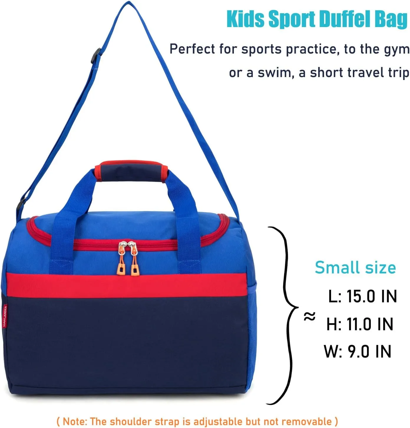 HawLander Small Duffle Bag for Kids Boys or Girls, Travel Bag for One Day Trip (Dark Blue)