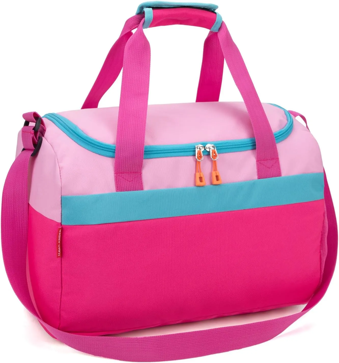HawLander Small Duffle Bag for Kids Boys or Girls, Travel Bag for One Day Trip (Pink Rose)