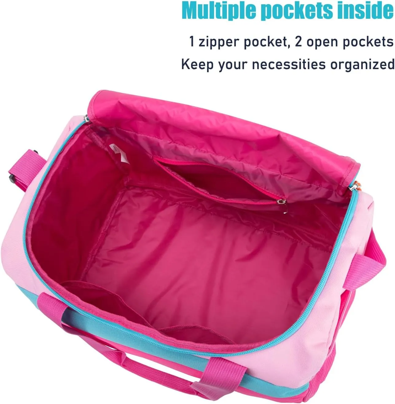 HawLander Small Duffle Bag for Kids Boys or Girls, Travel Bag for One Day Trip (Pink Rose)