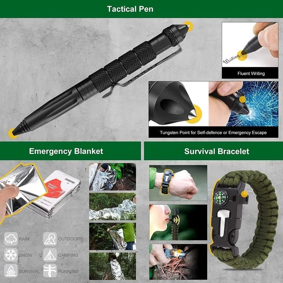 Hip-hop Men Leather Shoulder Holster Bag Sleeveless &  survival gear kit camping accessories 34 in 1 Combo Pack