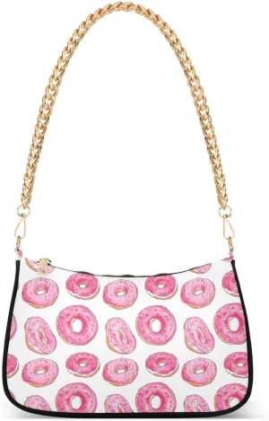 Hipster Donut Sweet Tote Bag Shoulder Bag Hobo Handbag for Women Ladies Mini Clutch Purse with Zipper Closure