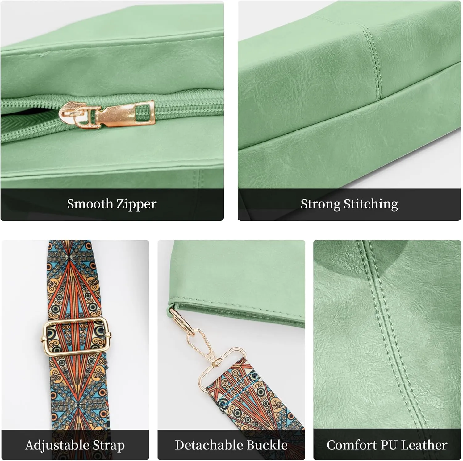 Hobo Bags for Women Crossbody Bag Guitar Strap Purse Vegan Leather Shoulder Handbags Boho Purses Tote Bucket Bag