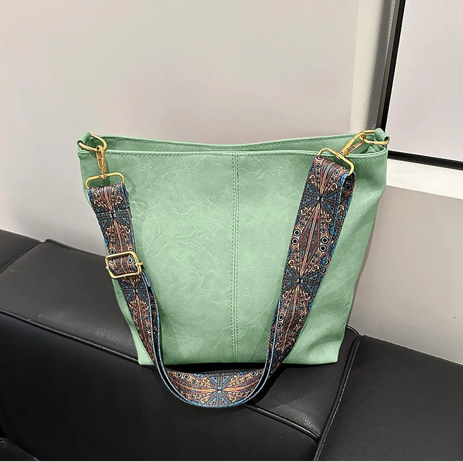 Hobo Bags for Women Crossbody Bag Guitar Strap Purse Vegan Leather Shoulder Handbags Boho Purses Tote Bucket Bag