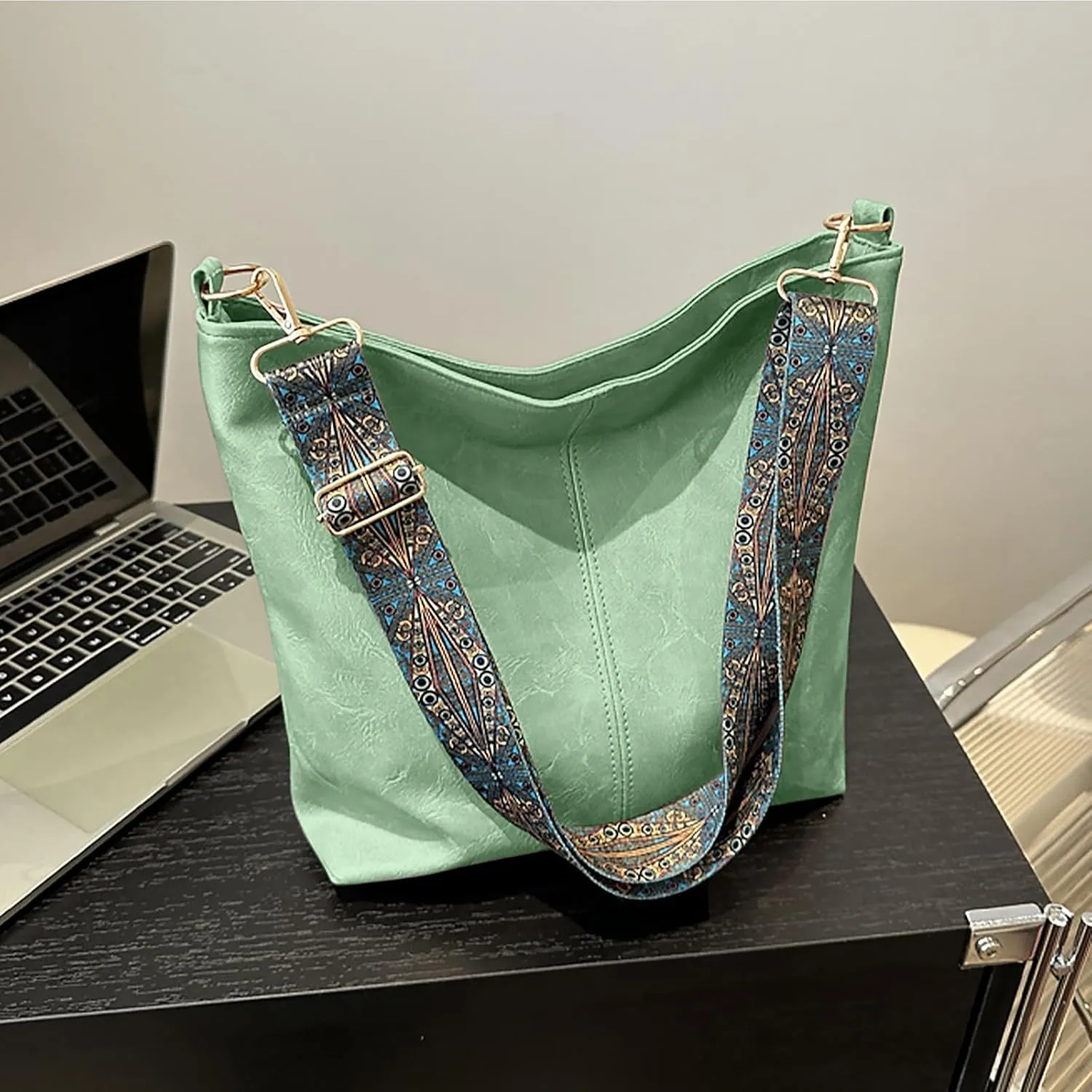 Hobo Bags for Women Crossbody Bag Guitar Strap Purse Vegan Leather Shoulder Handbags Boho Purses Tote Bucket Bag