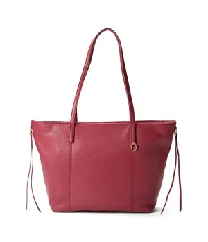 HOBO KINGSTON LEATHER TOTE BAG IN SANGRIA