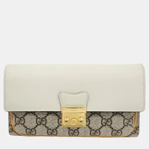 Ivory/Beige/Mustard GG Canvas and Leather Padlock Mini Chain Crossbody Bag