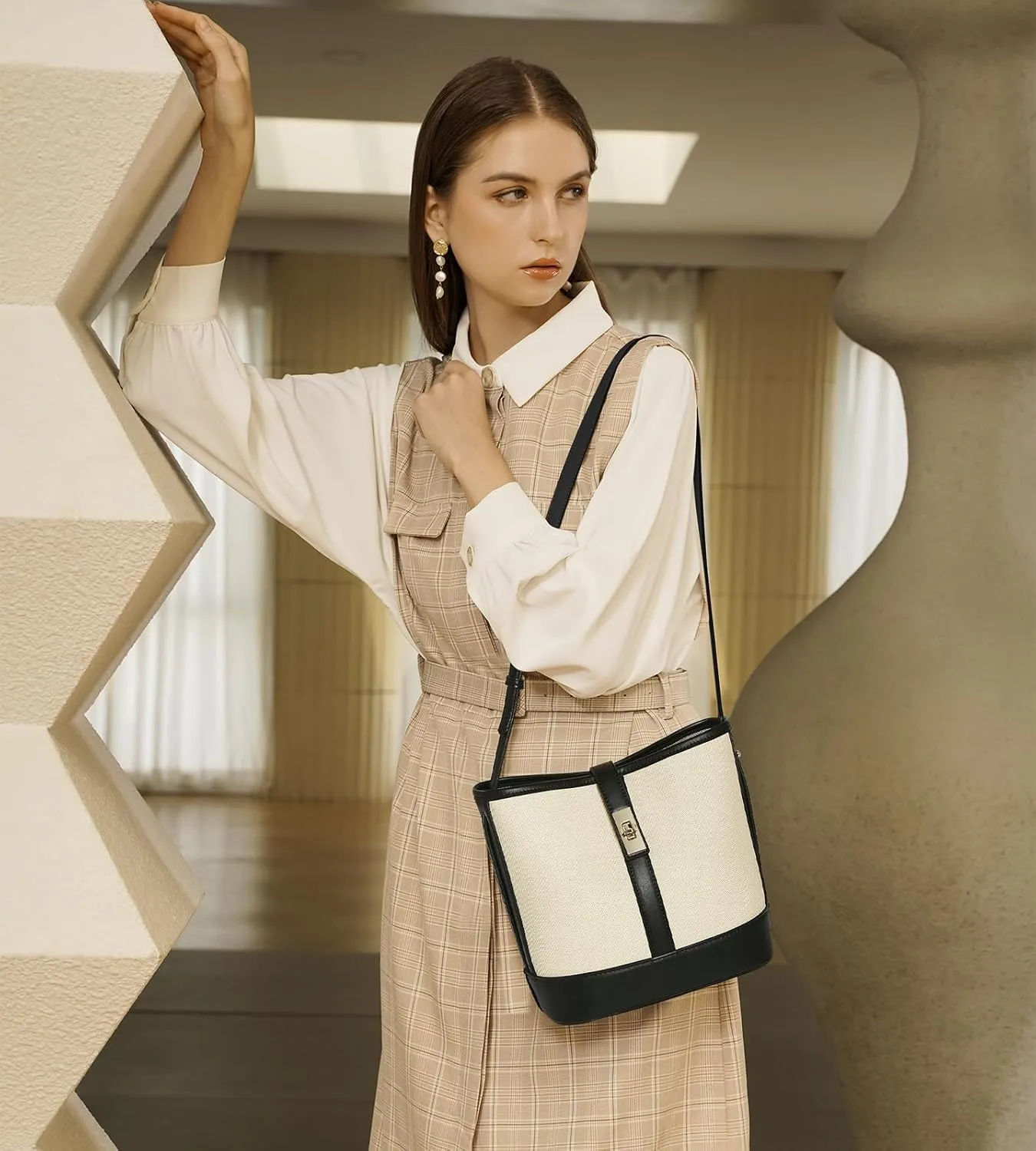 LAORENTOU Cowhide Leather Women Crossbody Bag Purse Tote Style Handbags Trendy for Ladies