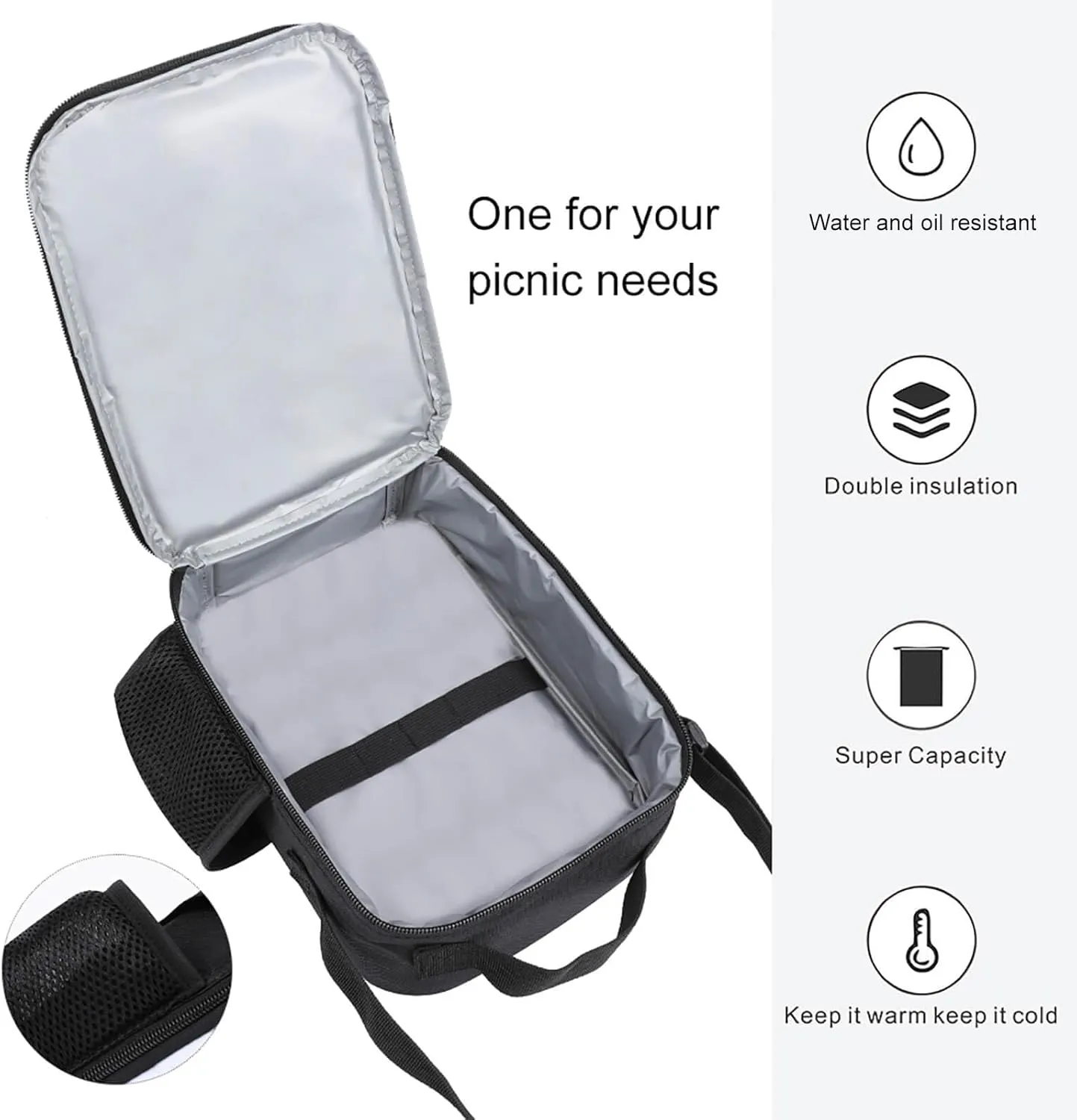 Lunch Bag for Women Men Lunch Box Reusable Orange Grid Lines Lunch Tote Bag Leakproof Lunch Cooler Bag for Work
