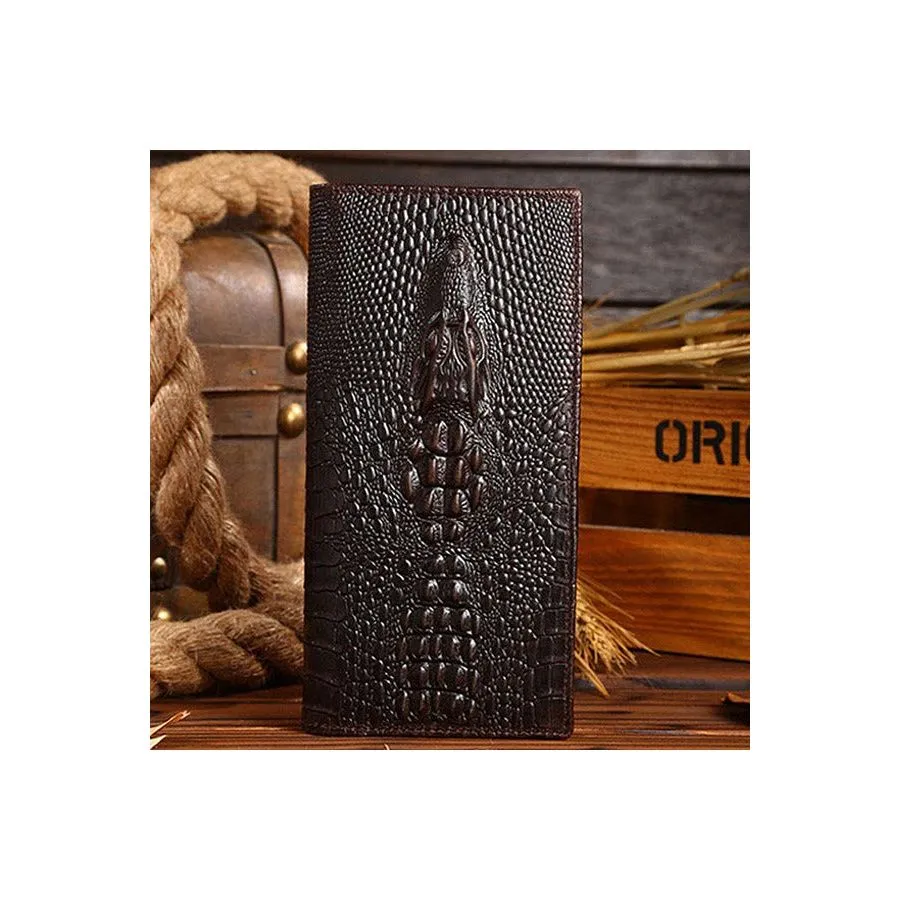 Luxury CrocTex Cowhide Clutch Wallet