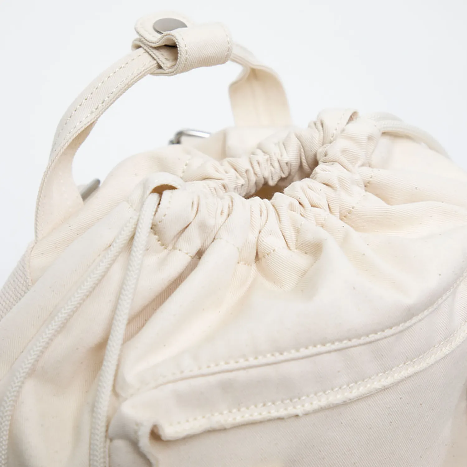 Macaroon Mini Drawstring Organic Cotton Series Beige Backpack