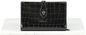 MARCCAIN Black Croc Wallet Clutch In Cowhide Leather