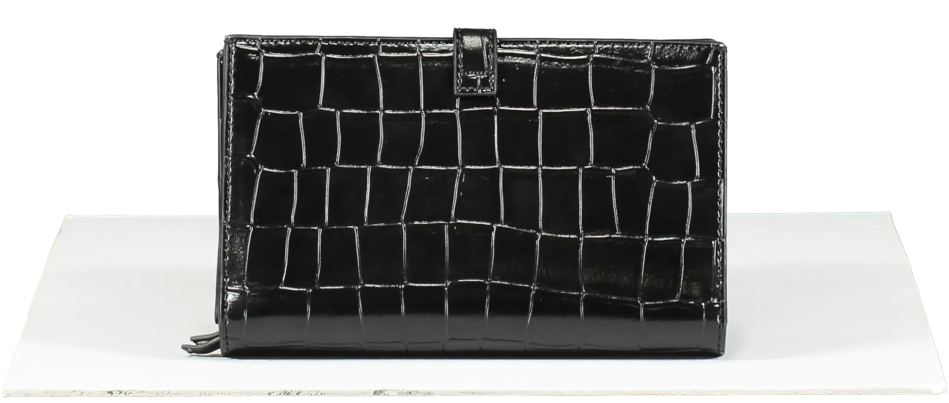 MARCCAIN Black Croc Wallet Clutch In Cowhide Leather