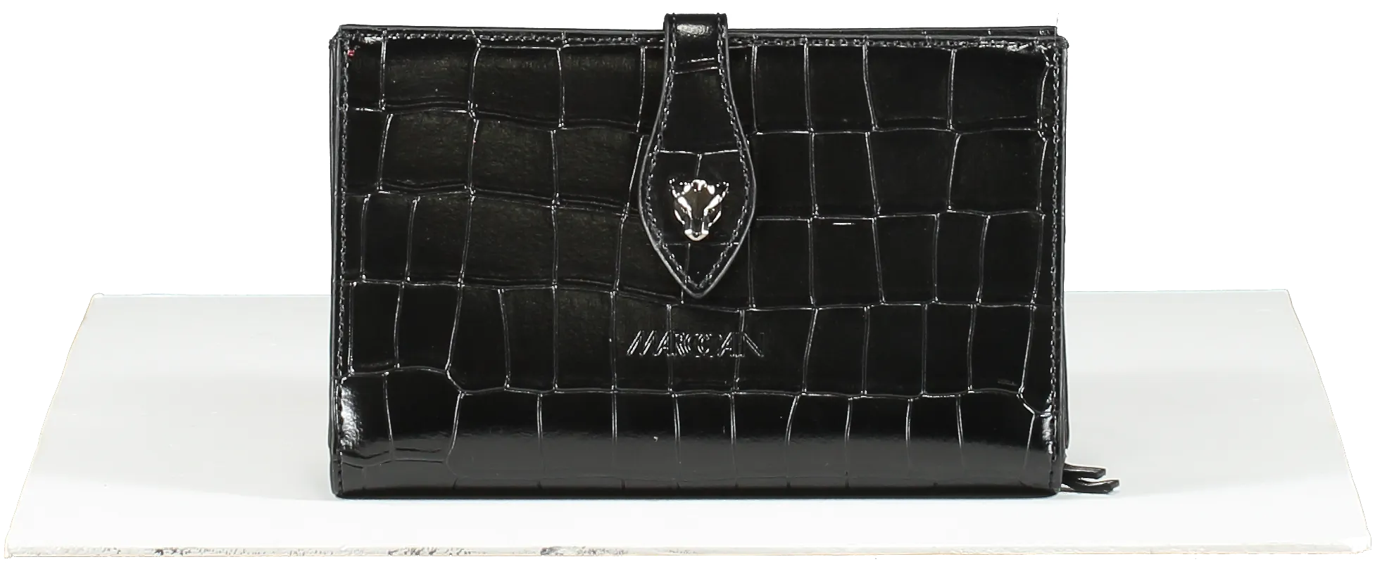 MARCCAIN Black Croc Wallet Clutch In Cowhide Leather