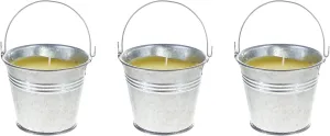 Mega Candles 3 pcs Scented Metal Tin Bucket Citronella Candles, Hand Poured Wax Candle 2.5 Inch x 2.75 Inch, Great for Indoor Outdoor Use, Camping, Campsite, Parties, Barbecues BBQ, Picnics