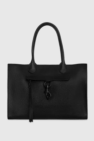 Megan Large Square Tote Bag In Black