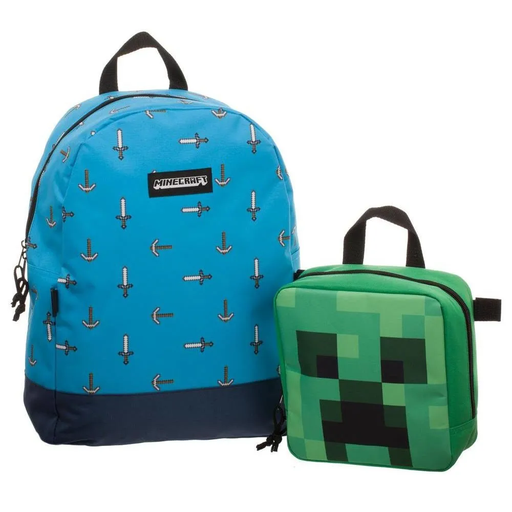 Minecraft Backpack w/ Detachable Lunchbox
