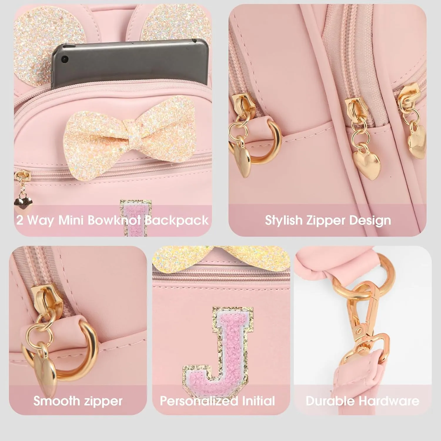 Mini Backpack for Girls Bowknot Cute Leather Backpack Toddler Purse Birthday Gifts for Kids Girls