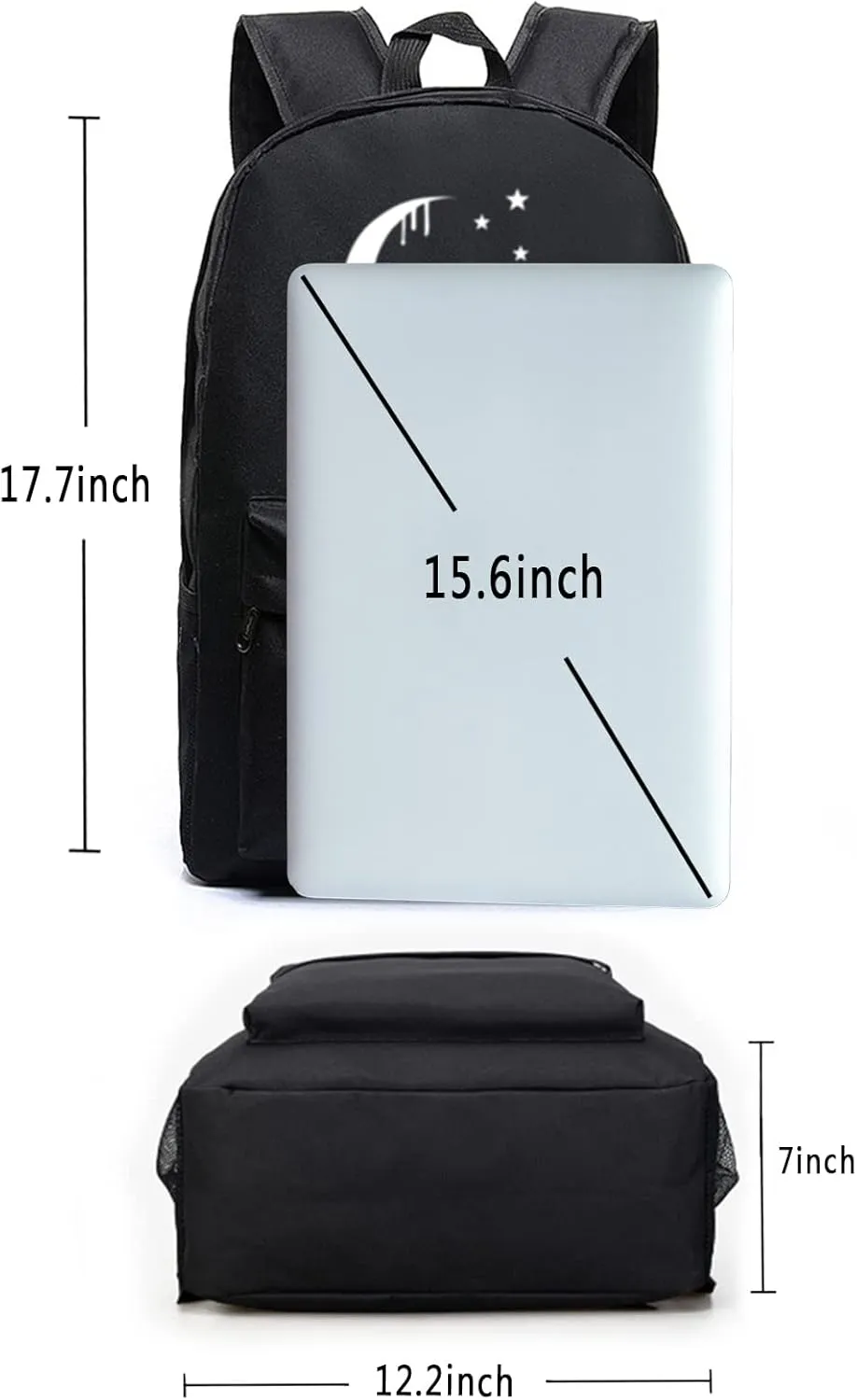 Moon Gothic Backpack Classic Canvas Goth Backpack for School Kids Bookbag