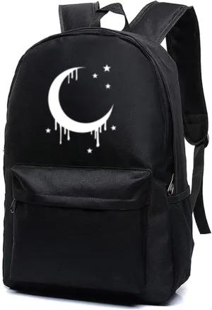 Moon Gothic Backpack Classic Canvas Goth Backpack for School Kids Bookbag