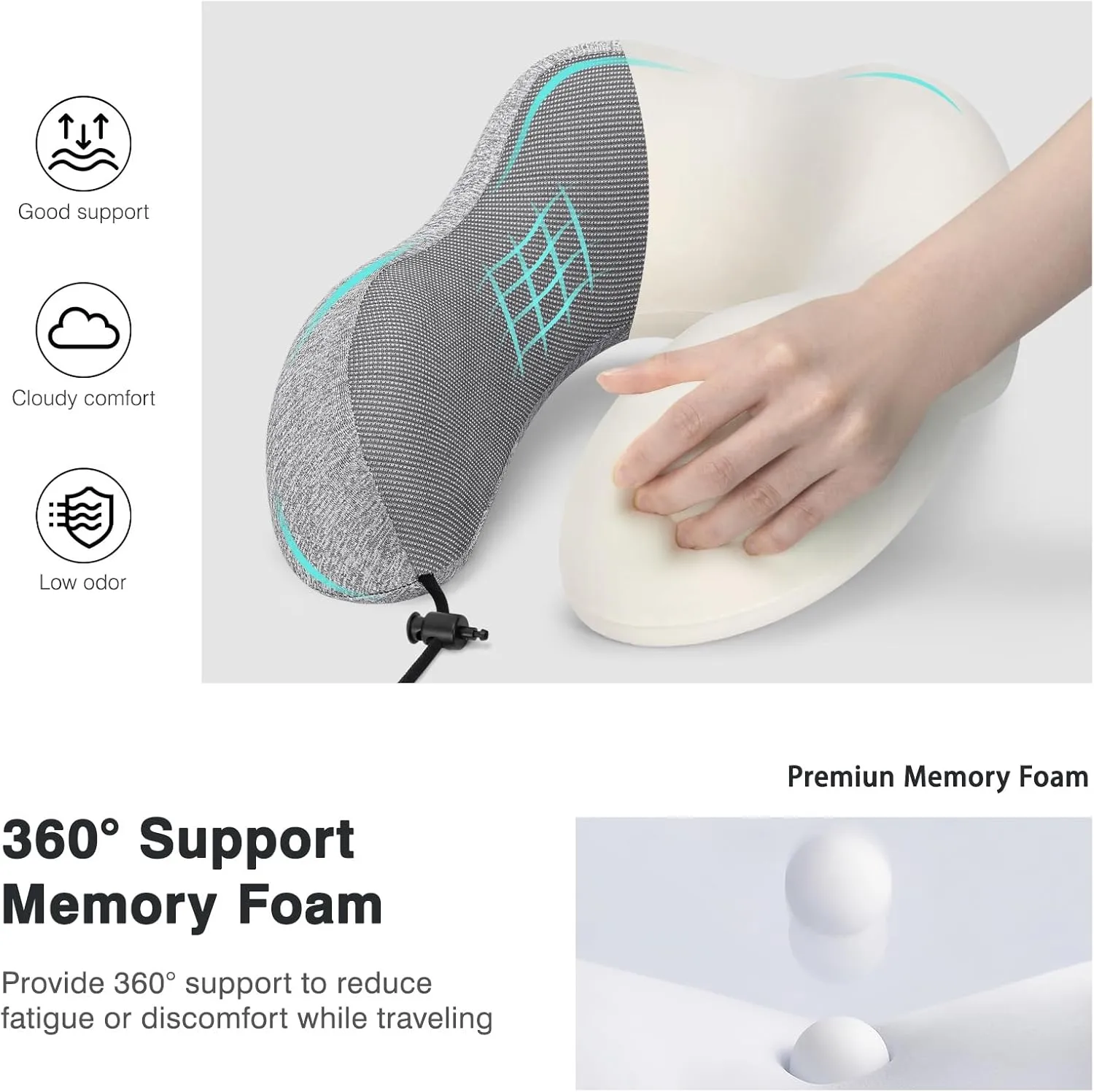 Neck Pillow and Blanket Set Travel Pillows Travel Essentials for Airplane Grey
