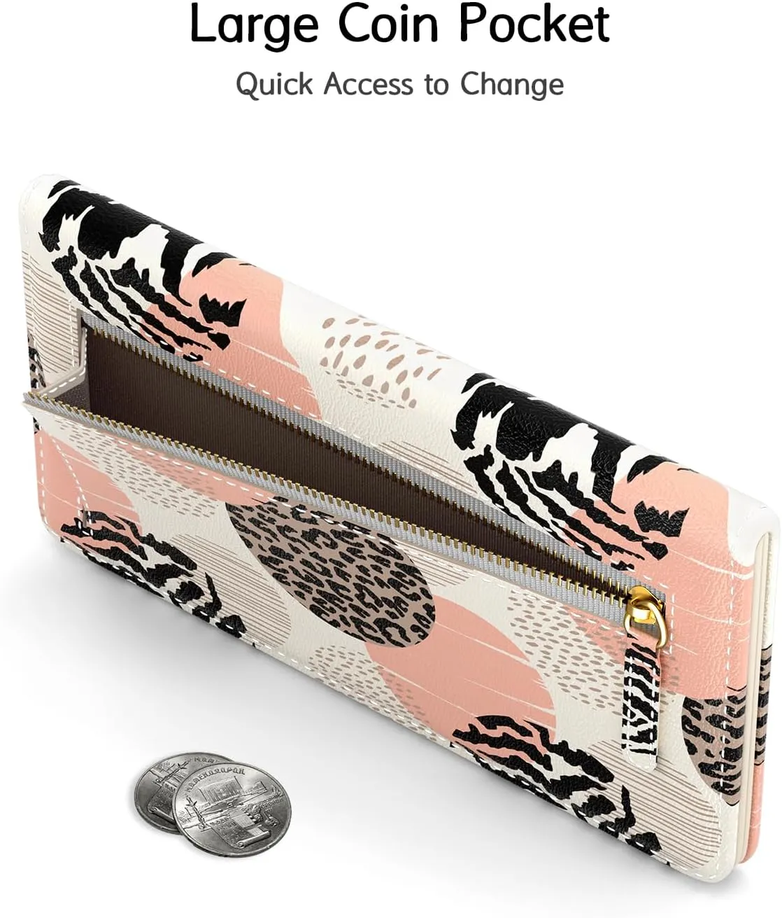 Nipichsha Womens Wallet, RFID Slim Wallets for Women, Thin Ladies Credit Card Holder Purse, Cute Leather Bifold Clutch Billfold with 11 Card Slots & ID Window, Boho Leopard Print