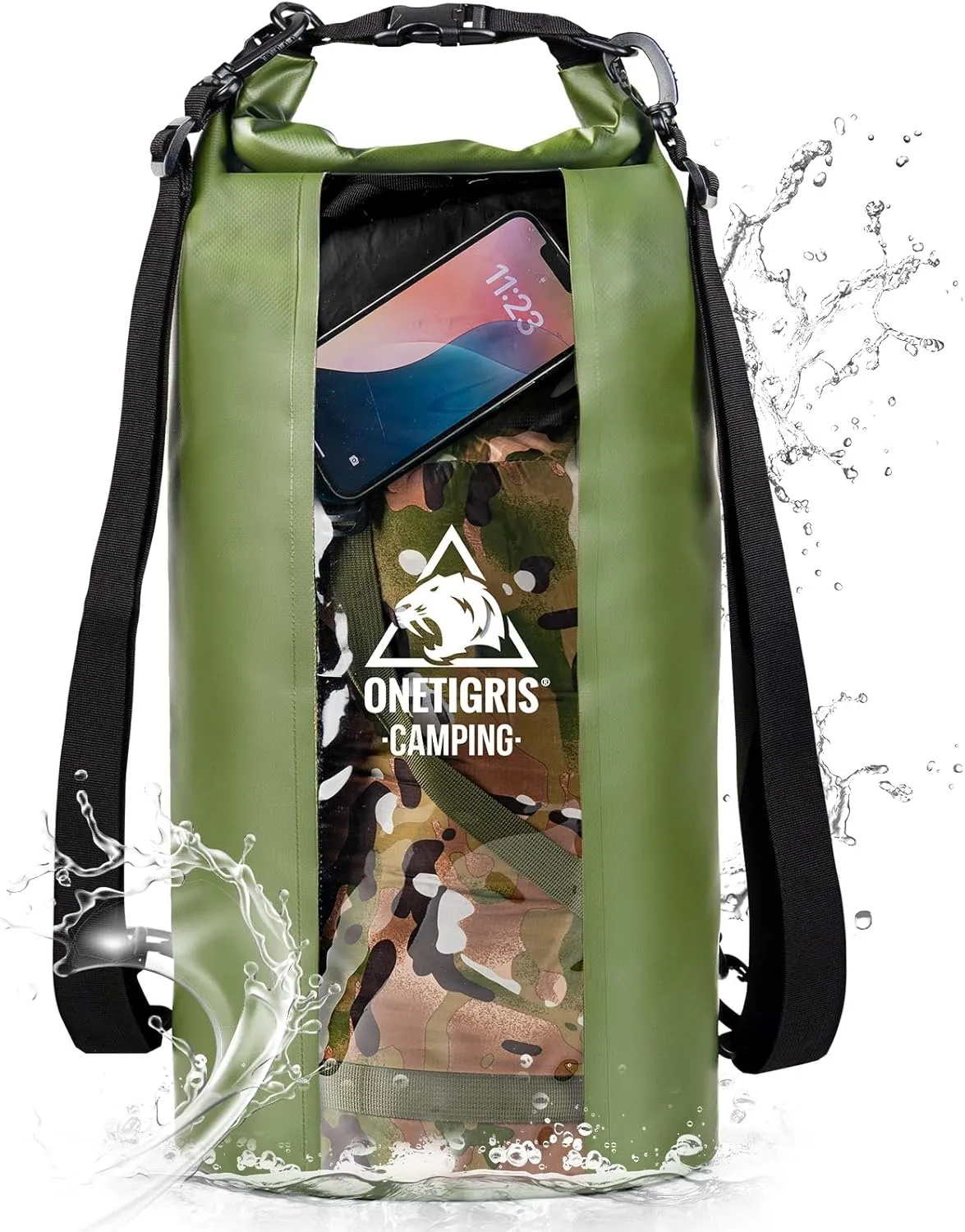 OneTigris Waterproof Backpack, 30L Dry Bag Roll Top Backpack Keeps Gear Dry with Transparent Window, Shoulder Strap for Kayaking, Rafting, Boating, Swimming, Camping, Hiking, Beach, Fishing