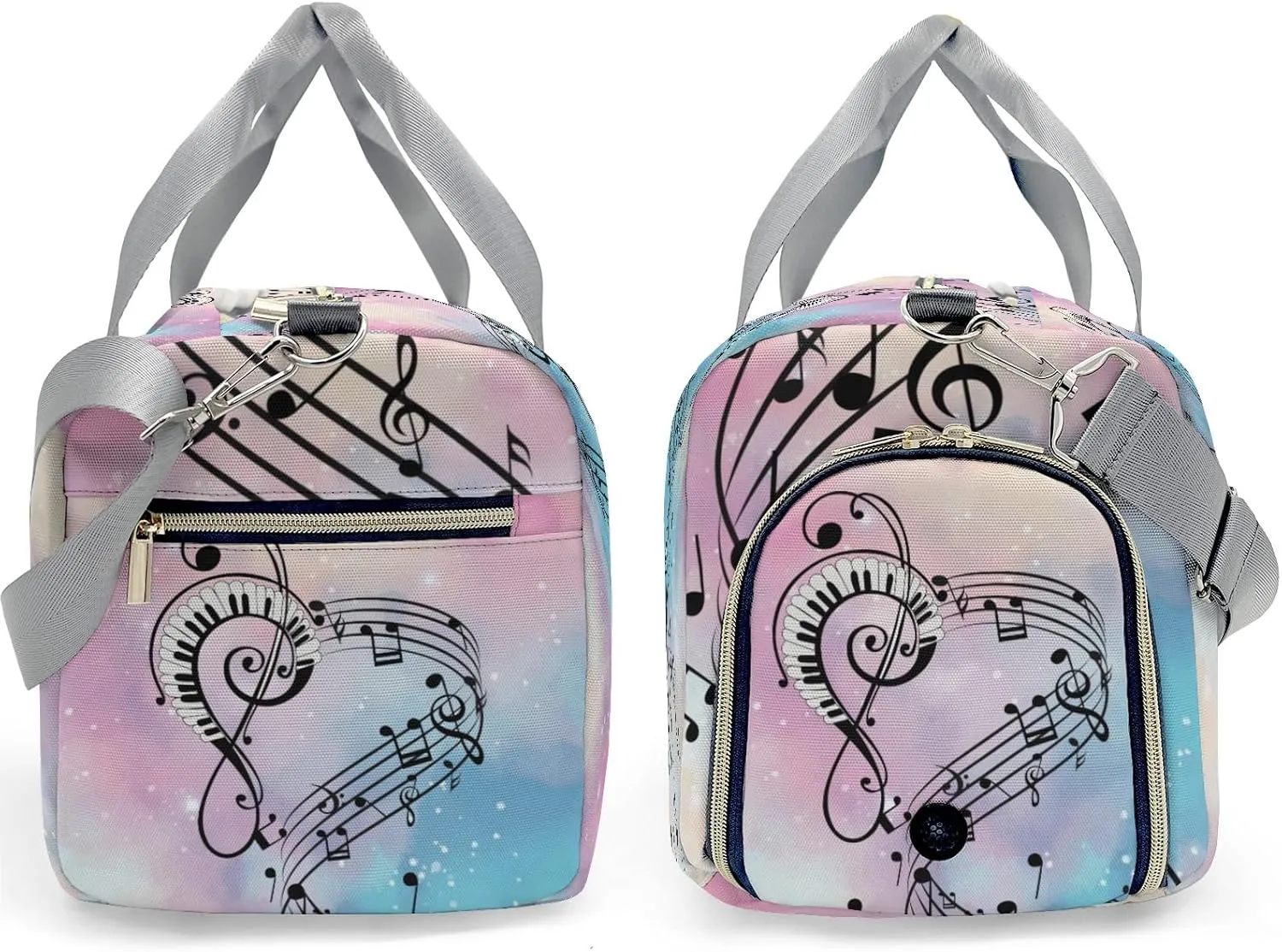 Personalized Duffel Bag Music Notes Galaxy Customized Multi-Function Travel Bag Gym Sports Bag Dance Bag Women Men Carry On Weekend Bags