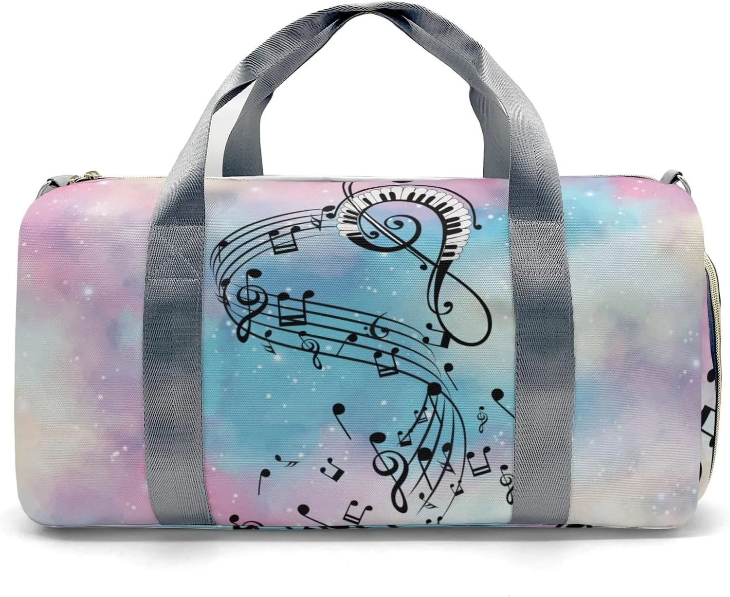 Personalized Duffel Bag Music Notes Galaxy Customized Multi-Function Travel Bag Gym Sports Bag Dance Bag Women Men Carry On Weekend Bags