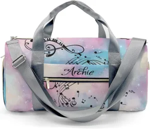Personalized Duffel Bag Music Notes Galaxy Customized Multi-Function Travel Bag Gym Sports Bag Dance Bag Women Men Carry On Weekend Bags