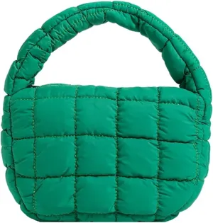 Puffer Tote Bag Fashion Quilted Shoulder Bags For Women Handbag Mini Cloud Pleated Bags Puffer Dumpling Bag(Green)