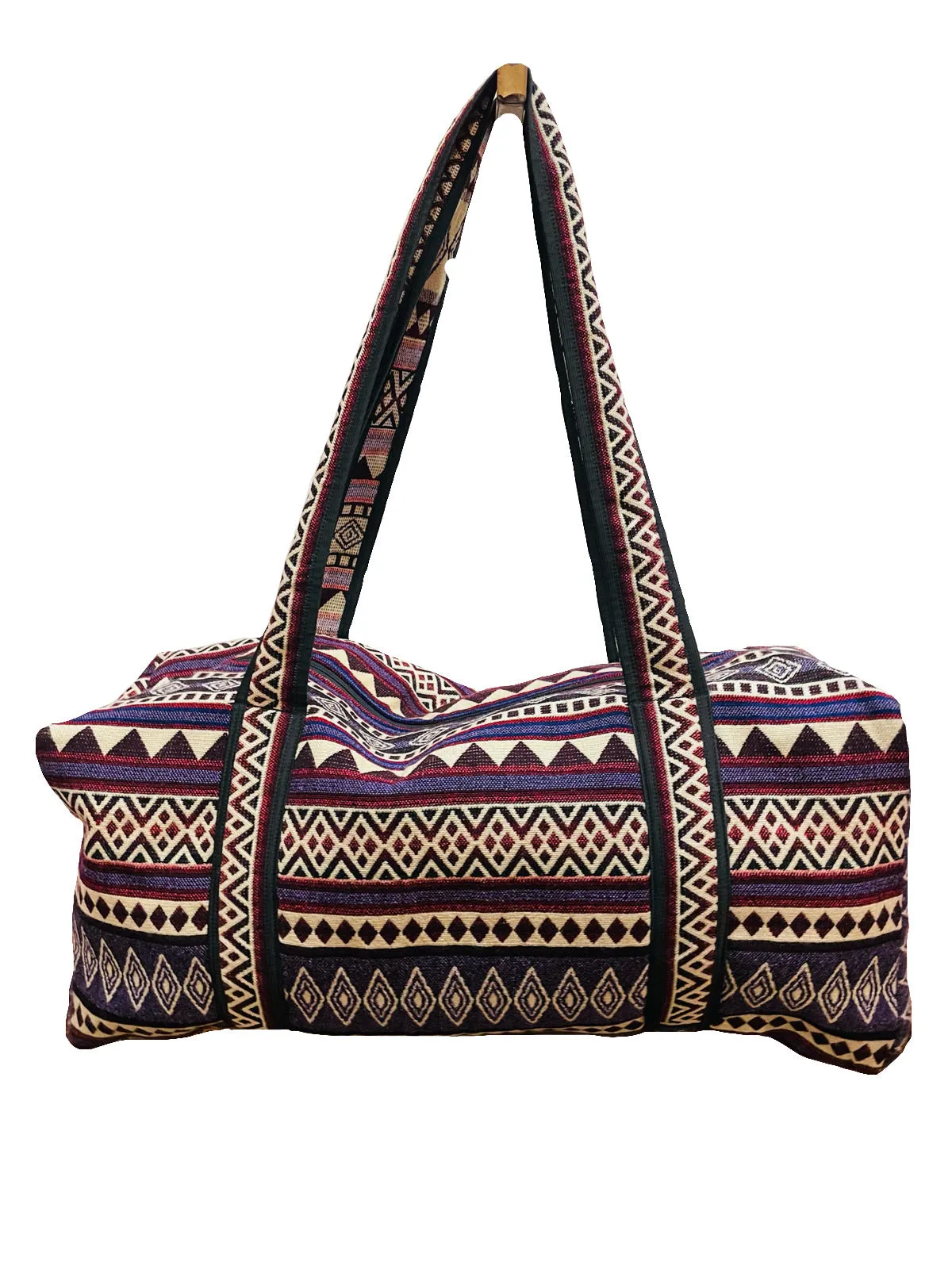 Purple and Burgundy Woven Duffel Bag