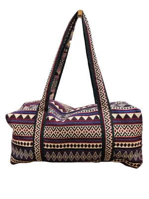 Purple and Burgundy Woven Duffel Bag