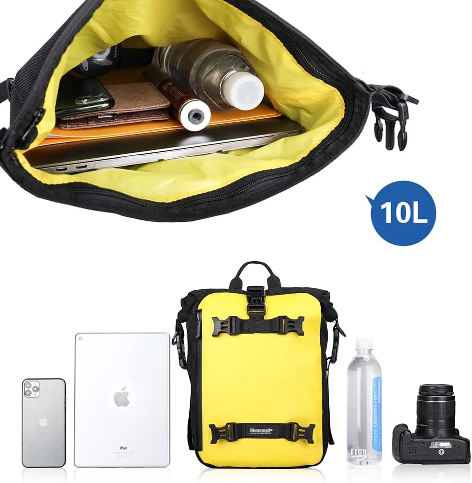 Rhinowalk Motor Saddle Bag Motorcycle Pannier Bag Waterproof Multifunctional Rear Rack Trunk Seat Bag (Yellow, 10L)