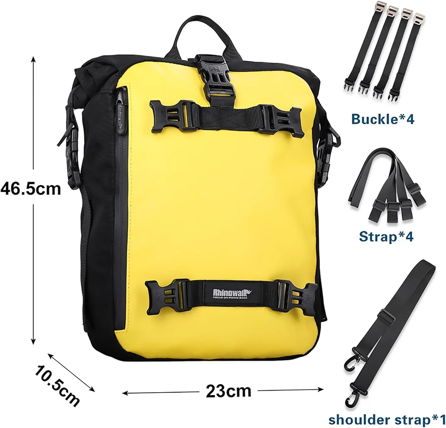 Rhinowalk Motor Saddle Bag Motorcycle Pannier Bag Waterproof Multifunctional Rear Rack Trunk Seat Bag (Yellow, 10L)