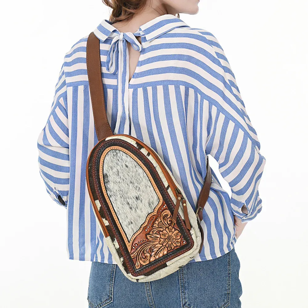 Sunset Trails Hand Tooled Leather Sling Bag