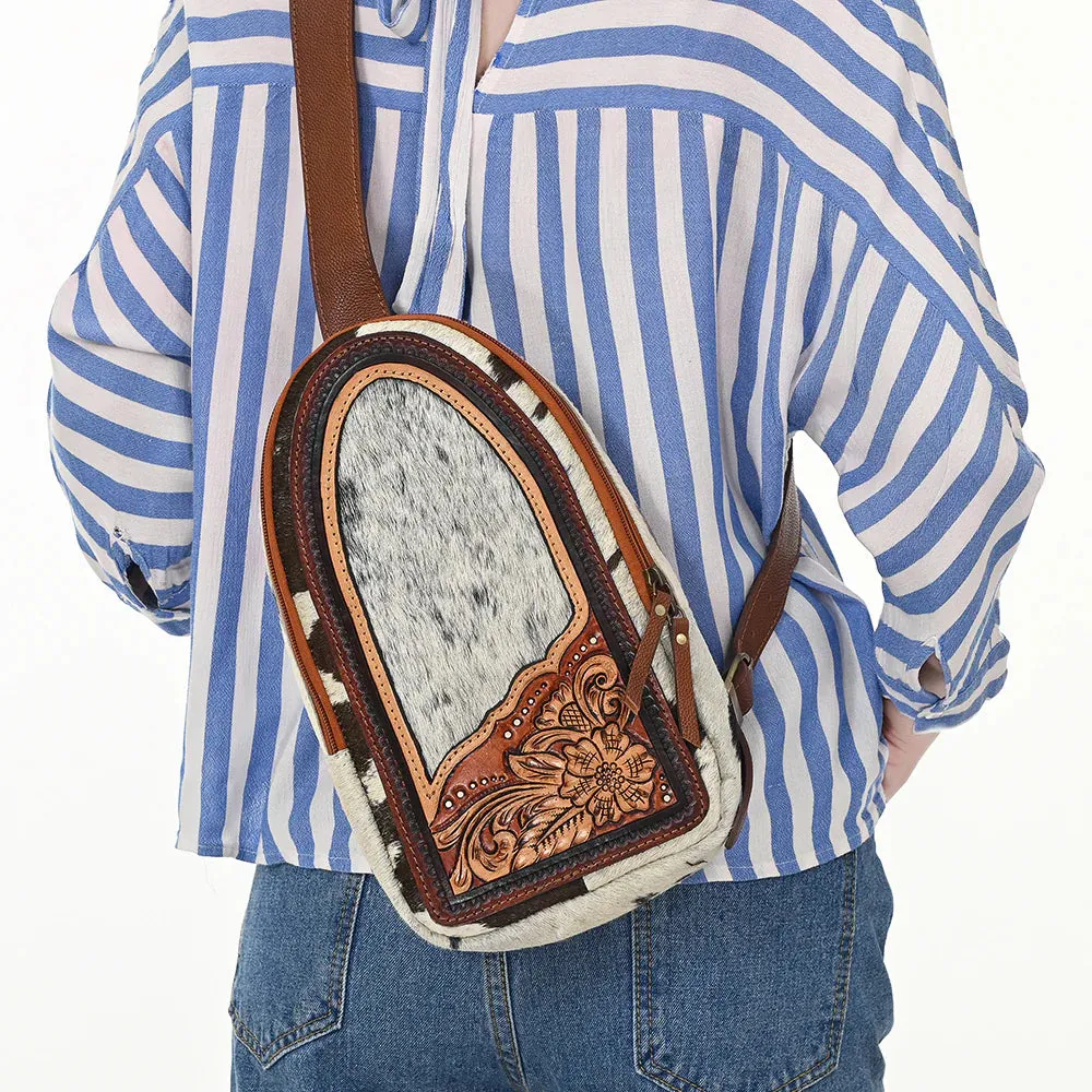 Sunset Trails Hand Tooled Leather Sling Bag
