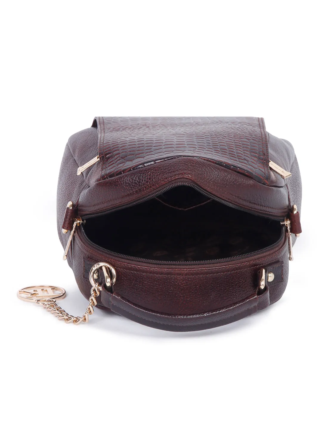 Teakwood Leathers Solid Textured Backpack cum Side Bag (2 in 1)